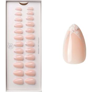 Gelzz Soft Gel Press On Fancy French (36) -Short Almond -Dekkende kleur -