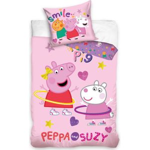 Peppa Pig ledikant dekbedovertrek Peppa & Suzy 100 x 135 cm - Katoen
