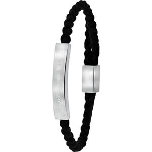 Lucardi Jongens - Armband met hanger - Staaf - Cadeau - Staal - Zilverkleurig