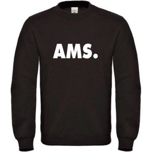 Sweater zwart XXL AMS - wit - soBAD. | Amsterdam | Unisex | Sweater heren | Sweater Dames