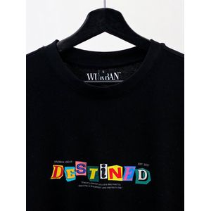 Shirt - Destined - Wurban Wear | Grappig shirt | Oversized shirt | Unisex tshirt | Streetwear | Y2K | Gym | Gewichten | Hip hop | Urban fashion | Skateboard | Zwart
