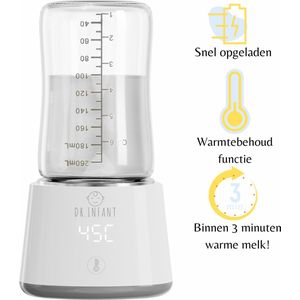 Dr.Infant flessenverwarmer 4- Draagbare Baby Flessenwarmer voor Onderweg-Draadloos-Incl. adapter& USB oplader