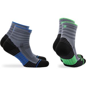 Norfolk - 2 Paar - Naadloos Anti Blaren Sportsokken met Zone Demping - Anti Bacterieel Wielrensokken - Snel Drogen Hardloopsokken - Sportsokken Dames Heren - Tennissokken - 35-38 - Zwart - Cheetah