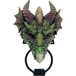 Nemesis Now Deurklopper Kryst Groene Draak - Handbeschilderd en zeer gedetailleerd