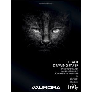 Zwart tekenpapier 240x315 mm - 160 g - 20 vellen - Aurora