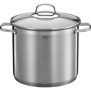 Elegance Groenten/partypot, hoogwaardige roestvrijstalen pan voor het koken van grote hoeveelheden, 8 liter, roestvrij staal 18/10, schaalverdeling aan de binnenkant, geschikt voor inductie, vaatwasmachinebestendig, 33 x 25,5 x 28 cm