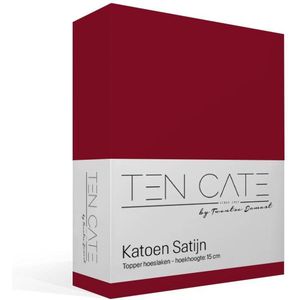 Ten Cate 100% Katoensatijnen Topper Hoeslaken - Hoeslaken 180x200 - Rood