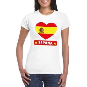 Spanje hart vlag t-shirt wit dames M