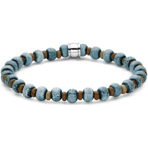 Frank 1967 - 7FB-0780 - keramiek kralenarmband heren - lichtblauw - 6 mm - 19 cm