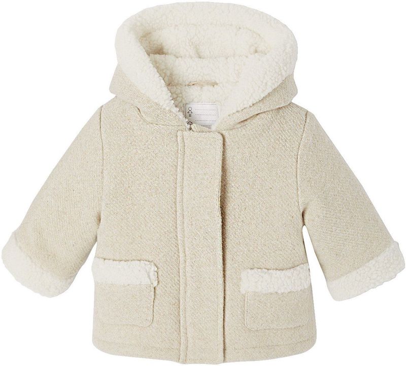 Vertbaudet Babymantel van iriserende wollen stof met voering van imitatiebont