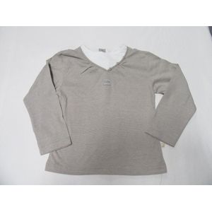 noukie's , meisje , t- shirt lange mouw , wit /bruin  streepje , 6 jaar 116