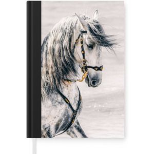 Notitieboek - Schrijfboek - Paard - Goud - Halster - Notitieboekje klein - A5 formaat - Schrijfblok