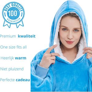 Q-Living Hoodie Deken - Extra Lang & Dik - Snuggie - Plaid Met Mouwen - Snuggle Hoodie - Fleece Deken Met Mouwen - 1450 gram - Sky Blauw
