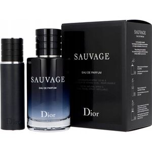 Dior Sauvage Giftset - 100 ml eau de parfum spray + 10 ml eau de parfum tasspray + 50 ml aftershave balm - cadeauset voor heren