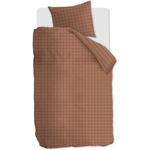 vtwonen Grid dekbedovertrek - Eenpersoons - 140x200/220 - Steenrood