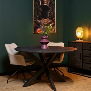 Eetkamertafel Daan - Eettafel zwart rond - houten tafel 120 cm