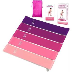 Weerstandsbanden - Resistance Band - Booty Band - Elastiek Fitness - Premium Weerstandsbanden van hoge kwaliteit ROZE - Set van 5 Resistance Banden - Fitness elastiek