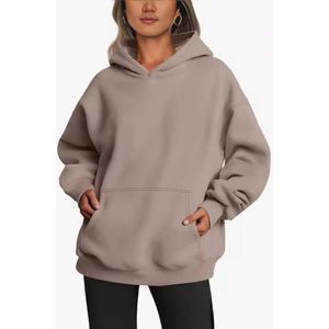 Hoodie - sweatshirt, drop shoulder neck pocket long sleeve grab fleece casual stijl, hoodie fleece sweater herfst mode