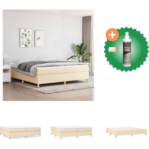 vidaXL Boxspringframe stof crèmekleurig 200x200 cm - Bed - Inclusief Reiniger