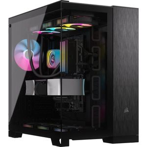 CORSAIR 6500X Mid-Toren Behuizing - Zwart/Obsidiaan Aluminium - Panoramisch Gehard Glas
