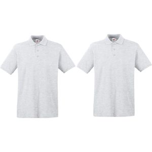 2-Pack lichtgrijs polo shirt premium van katoen voor heren - Polo t-shirts voor heren