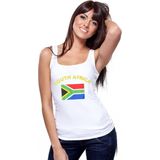Witte dames tanktop met vlag van Zuid-Afrika Xl