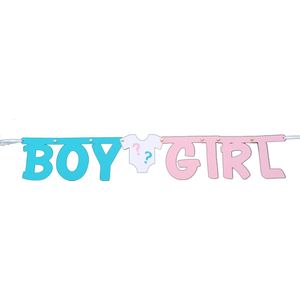 Gender Reveal slinger Boy or Girl, roze/blauw met rompertje, inclusief zuignapjes