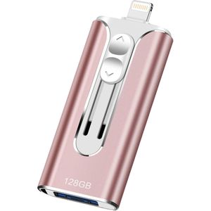 Vyzio - 3-in-1 USB Stick - 128GB - Lightning + Micro USB + USB-C - Voor iPhone & Android - Roze - DATAFLEX