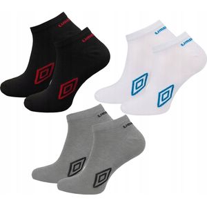 Umbro - Sokken heren - Maat 39 - 42 cm ( 3 - paar ) Multipack - Sokken mannen - Sportsokken - Sneaker - Witte,Zwart,Grijs