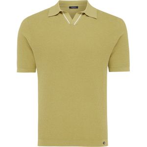 COSMO | Pique v-neck polo with contrast line Olive (TRKWIA100 - 905)