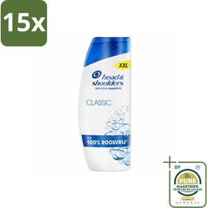 15 x Head & Shoulders – Shampoo – Classic – 625 ml - Grootverpakking - Anti-roos Shampoo - Roosvrij Shampoo - Hoofdhuid Verzorging - Microbiome Balance - Schone Hoofdhuid