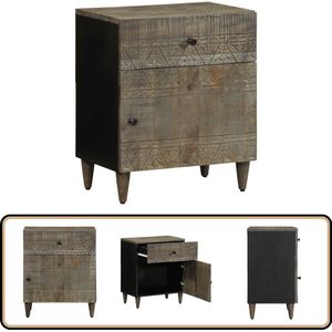 vidaXL Nachtkastje Mangohout Lichtgrijs 50x33x60cm Nachtkastje - Mango Hout - Slaapkamer Meubilair - Bijzettafel - Vintage Kast