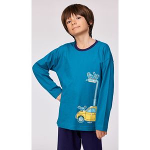 Woody Jongens-Heren pyjama groenblauw - maat 176/16J