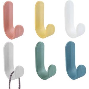 Zelfklevende J-vormige haken - Set van 6 - Zonder boren - Voor badkamer en keuken - Kleur .