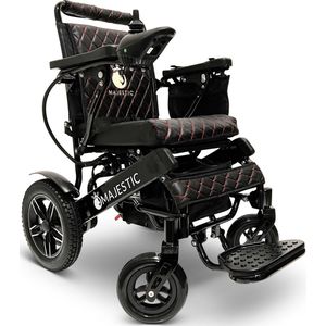 COMFYGO IQ-8000 Elektrische rolstoel, Lichtgewicht, Draadloze afstandsbediening, Handmatig opvouwbaar, Niet achterover leunen, 20AH Li-ion, tot 30km, 51cm, Zwart frame & Zwart leer textiel