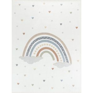 SURYA Vloerkleed - Machinewasbaar Kinderkamer, KinderTapijt, SpeelTapijt - Regenboog RAINI-BOW - Meerkleurig/Oranje - 120x170cm