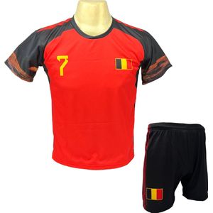 De Bruyne België Thuis Tenue Voetbalshirt + Broek Set | EK/WK Belgisch voetbaltenue | Maat: S (164)