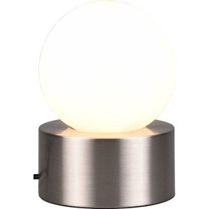 LED Tafellamp - Tafelverlichting - Torna Celda - E14 Fitting - Rond - Mat Nikkel - Aluminium