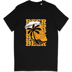 T Shirt Heren -Bier En Palmboom - Zwart - Maat L