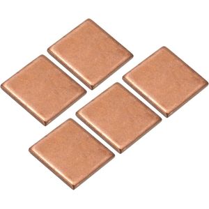 Eamber - Koperplaat Sluitringen 2mm dik 20 x 20 mm met warmtegeleidende tape - Set van 5 stuks, geschikt voor desktopcomputer, GPU en CPU-koelpleisters.
