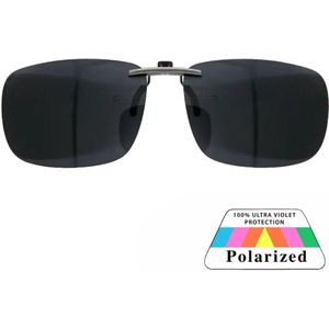 Fako Sunglasses® - Clip On Voorzet Zonnebril Metal - Overzet Clip-on - Polariserend - Polarized - Large - 130x43mm - Zwart