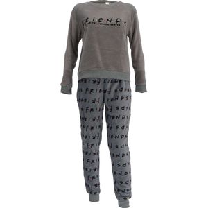 FRIENDS Fleece pyjama grijs maat S (valt klein) met sokken in geschenkverpakking