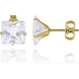 LGT Jewels Stud oorbellen Gold Edition transparent-4mm