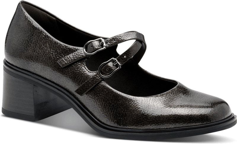 Tamaris - Pumps - Metallic - 40 - Vintage met Dubbele Gesp en Plateauzool