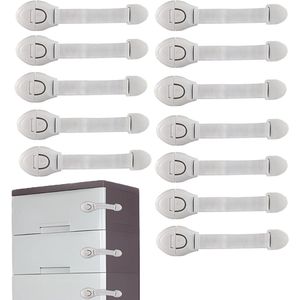Ladesluitingen voor kinderen met veiligheidssloten - 12 stuks, extra sterke lijm, wit