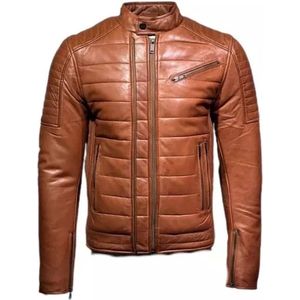 Cognac Heren Leren jas -Morito - 58/4XL