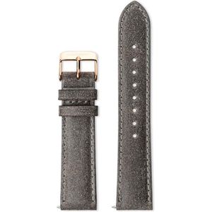 Gallivant Horlogeband | Italiaans Suède | Antraciet | Rosé Goudkleurige Gesp | 18 mm