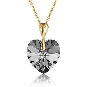 Montebello Ketting Pim HZ111 - Swarovski® Hart - 925 Zilver Verguld - Ø14mm - 50cm