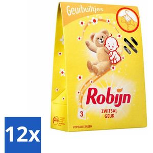 12 x Robijn Geurbuiltjes Zwitsal 3 stuks per verpakking - Zwitsal Geur - Geurbuiltjes - Babygeur - Kledinggeur - Frisheid