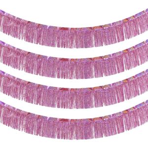 Glinsterende franjesslinger roze 20 x 200 cm - 4 stuks